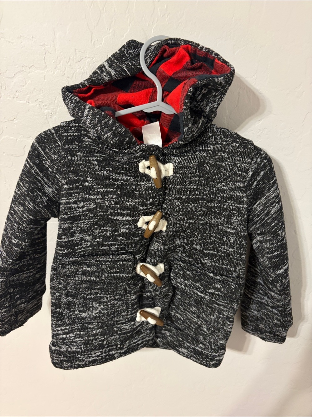 Carter's Black & Red Hooded Toggle Sweater